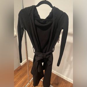 NWT Free People Black Cardigan with Hood and Belt Size Small